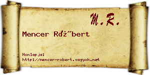 Mencer Róbert névjegykártya